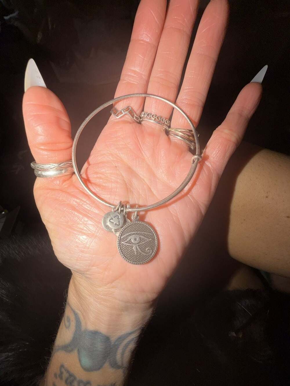 ALEX AND ANI Eye of Horus Silver-Tone Expandable Bangle Bracelet